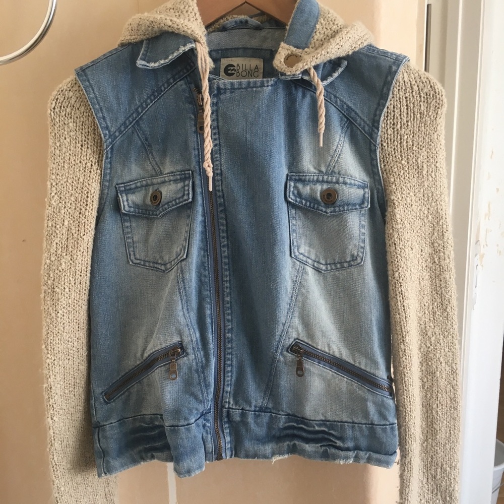 Billabong jean jacket hoodie sweater